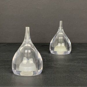 Luigi Massoni Guzzini Salt Pepper Shakers Lucite Teardrop Design MCM Vtg Clear